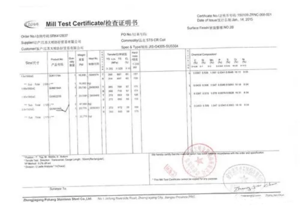 出口欧盟清关新规发布，金属类产品需提供MTC证书